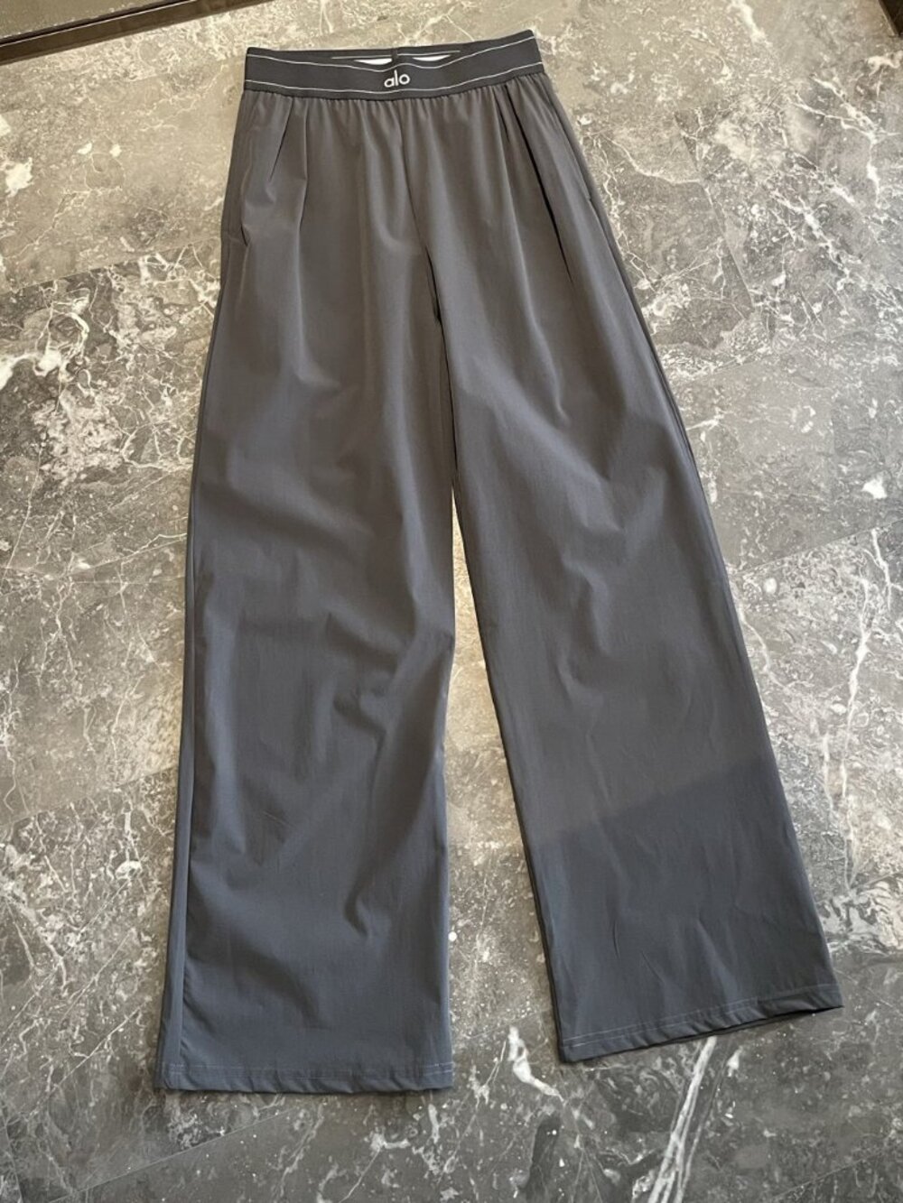 🤍ALO Yoga Dark Grey High/Low Waist Suit Trousers, Regular Size 30 Inch